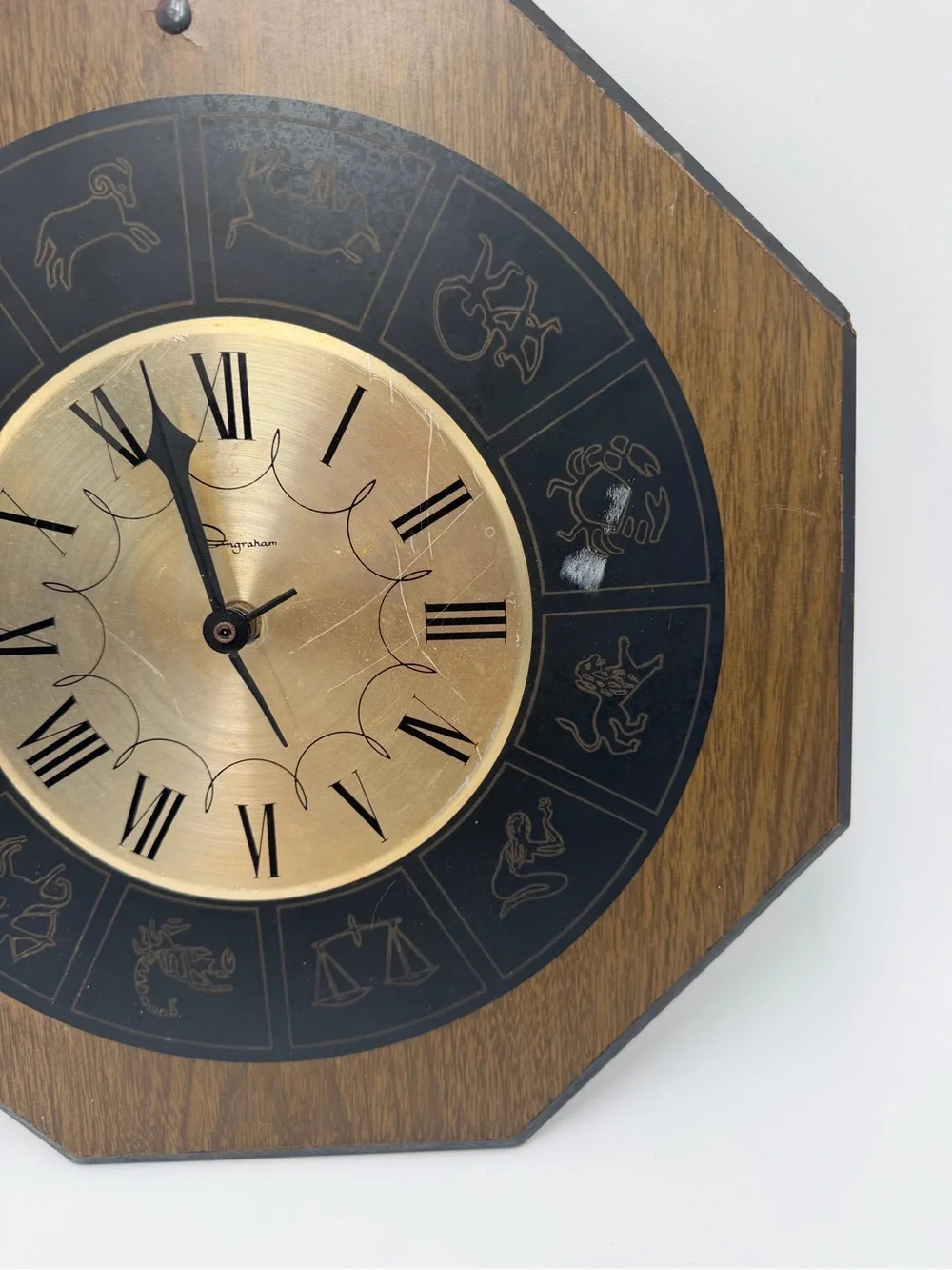 Vintage Ingraham Zodiac Wall Clock: 1960s Mid Century Astrological Decor SEE DES